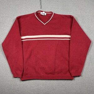 Old Navy V Neck Knit Sweater Pullover Mens Large Red Striped